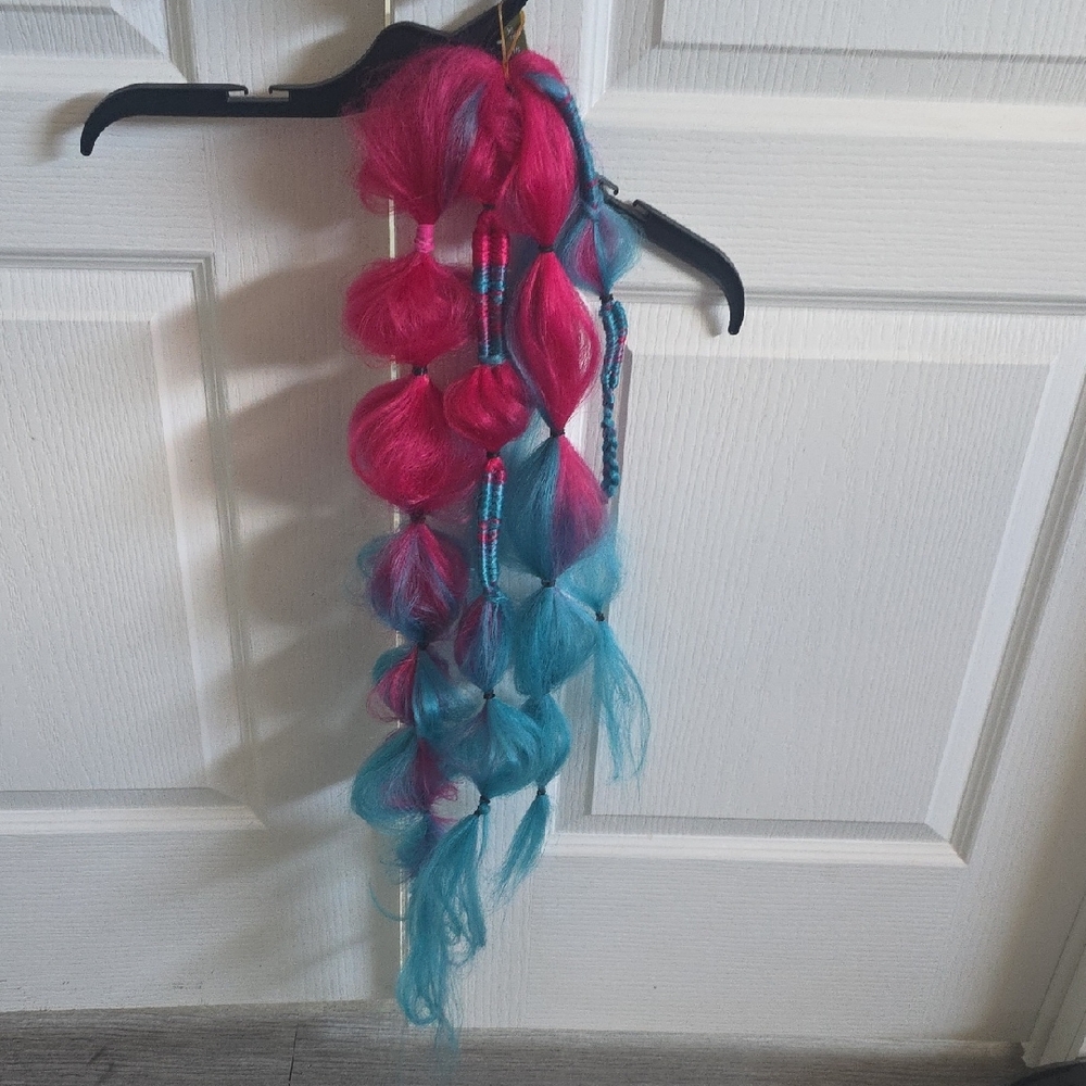 Vibrant Pink and Blue Hair Extensions